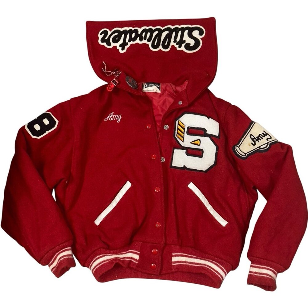 Vintage Butwin Red Wool Letterman’s Jacket Varsity Cheer Stillwater Mn  1988